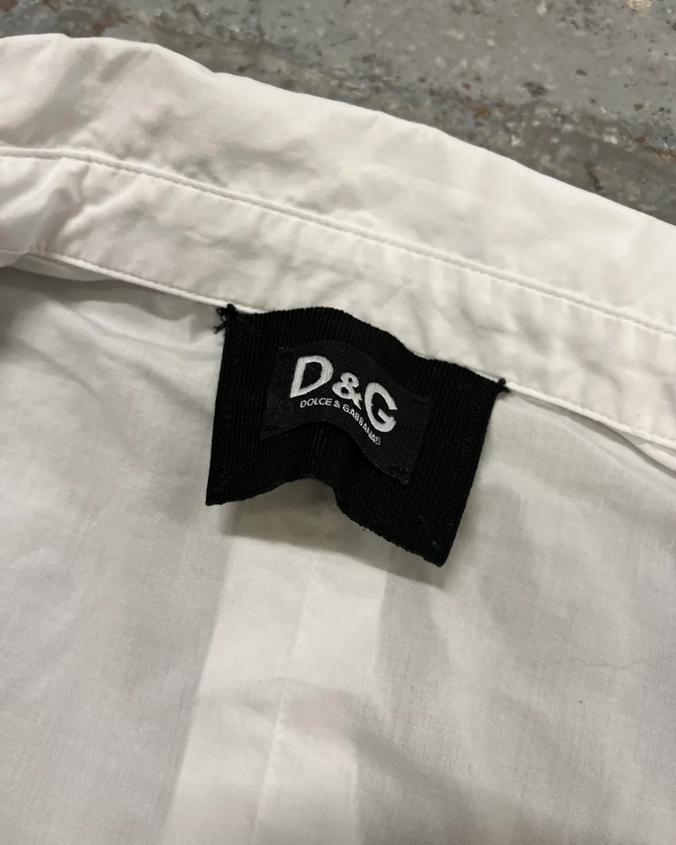 2000s Dolce & Gabbana White Royal Baroque Shirt - Image 10