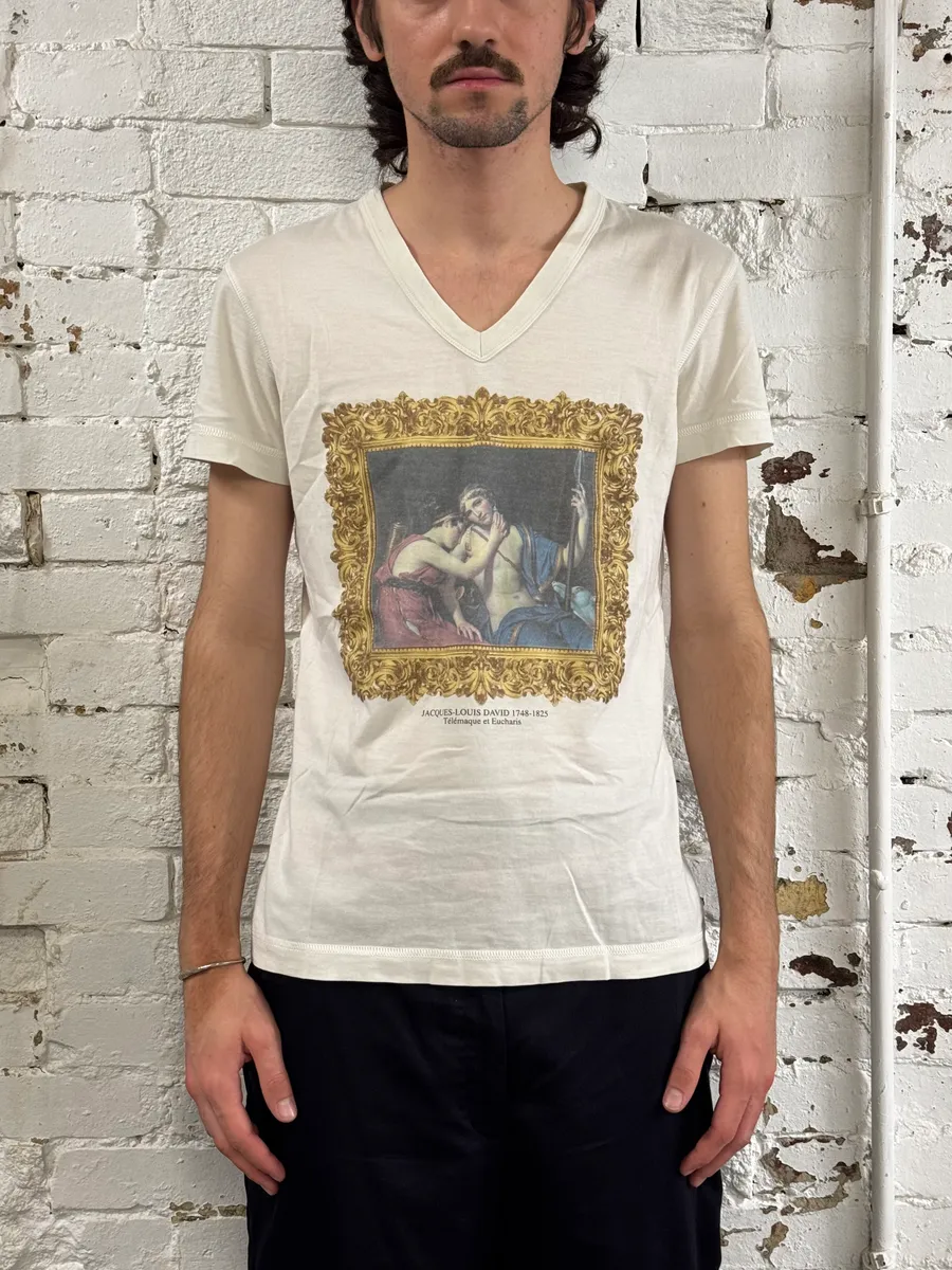 2000s Dolce & Gabbana White Télémaque & Eucharis V-Neck T-Shirt - Image 2
