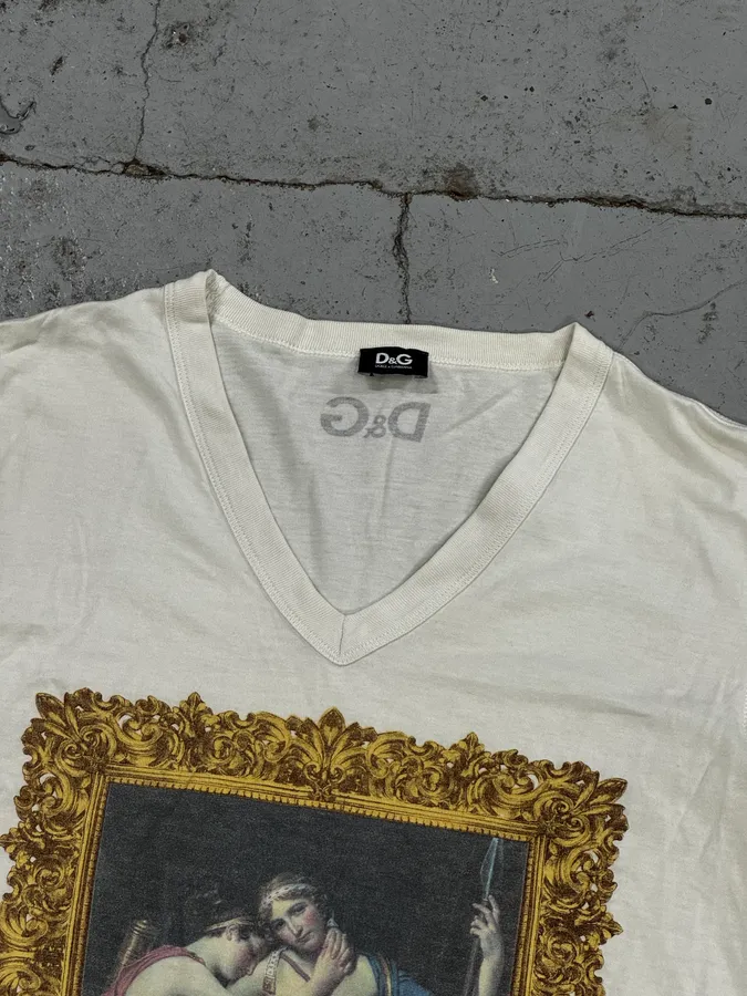 2000s Dolce & Gabbana White Télémaque & Eucharis V-Neck T-Shirt - Image 8
