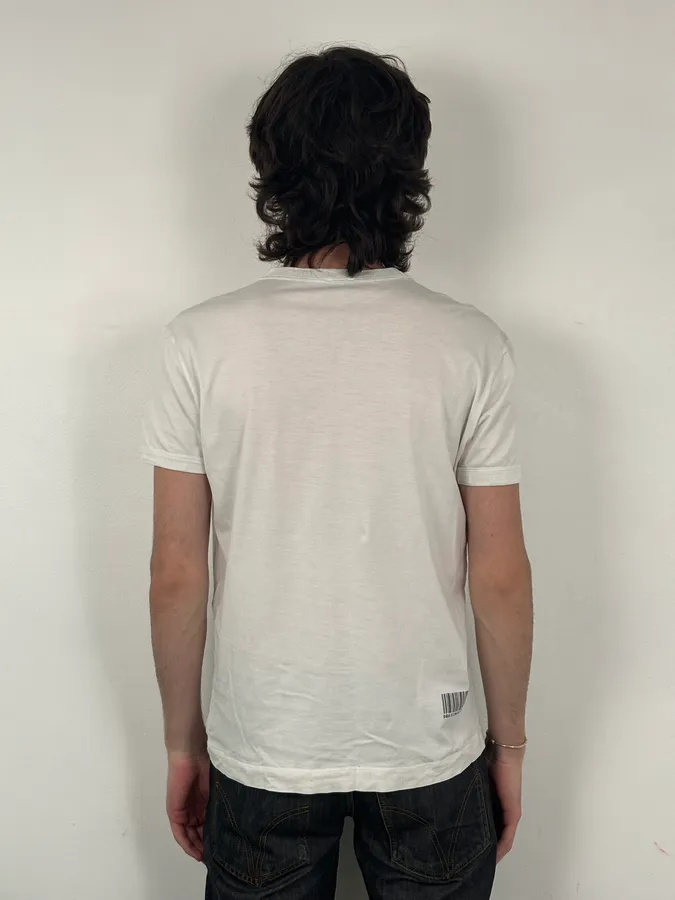 2000s Dolce & Gabbana White Tie Trompe Loeil T-Shirt - Image 3