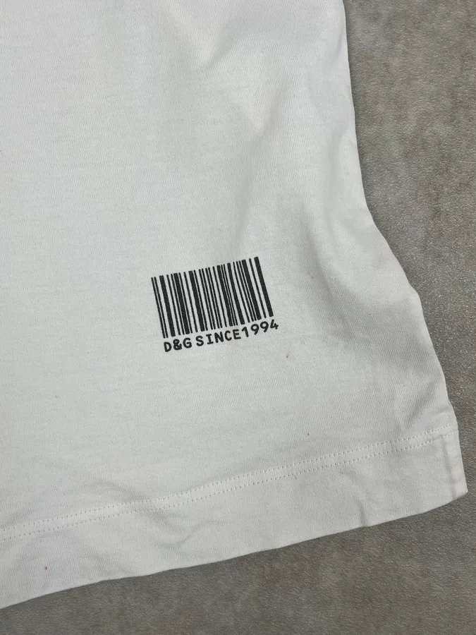 2000s Dolce & Gabbana White Tie Trompe Loeil T-Shirt - Image 9