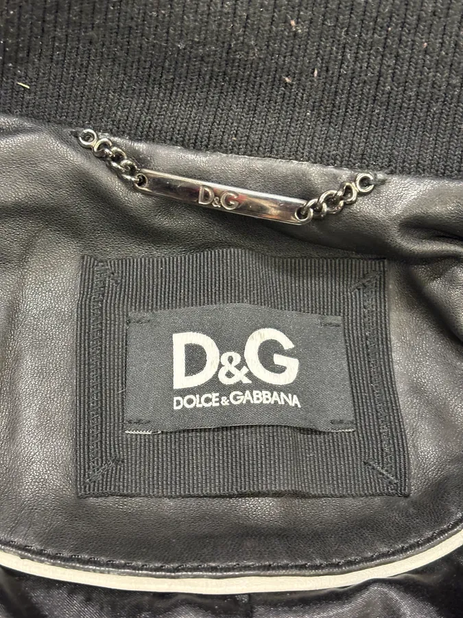2000s Dolce & Gabbana Zip Black Leather Jacket - Image 10