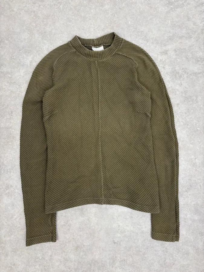2000s Dries Van Noten Classy Minimalist Khaki Sweater - Image 3