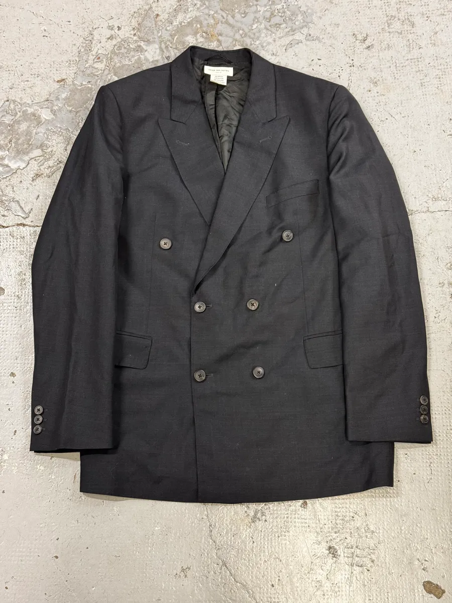 2000s Dries Van Noten Dark Grey Asymmetrical Officer Blazer Jacket