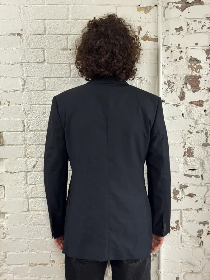 2000s Dries Van Noten Dark Grey Asymmetrical Officer Blazer Jacket - Image 3