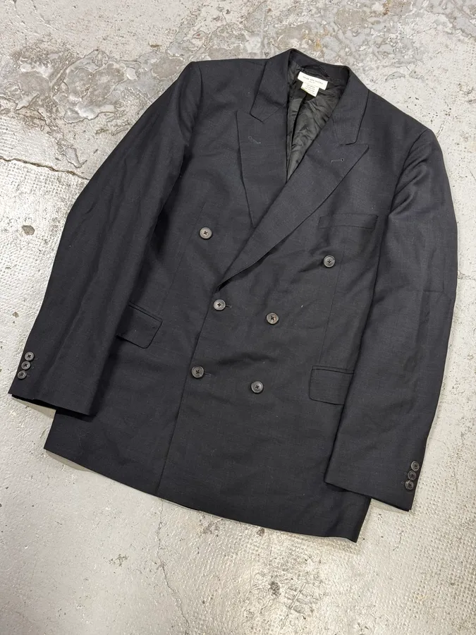 2000s Dries Van Noten Dark Grey Asymmetrical Officer Blazer Jacket - Image 5