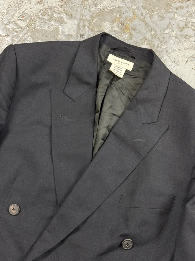 2000s Dries Van Noten Dark Grey Asymmetrical Officer Blazer Jacket - Image 8
