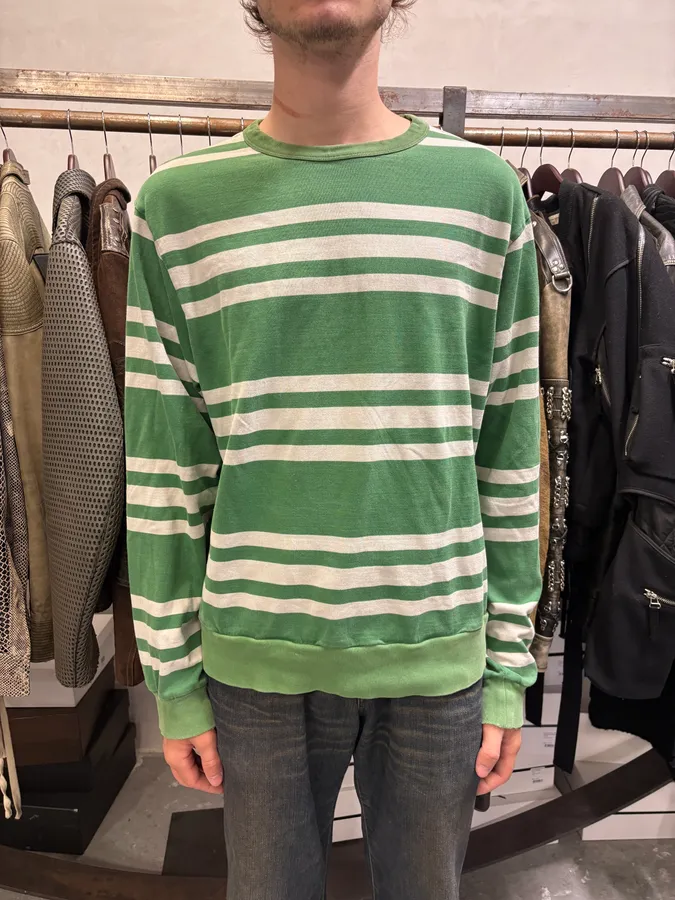 2000s Dries Van Noten Green & White Striped Sweater - Image 3