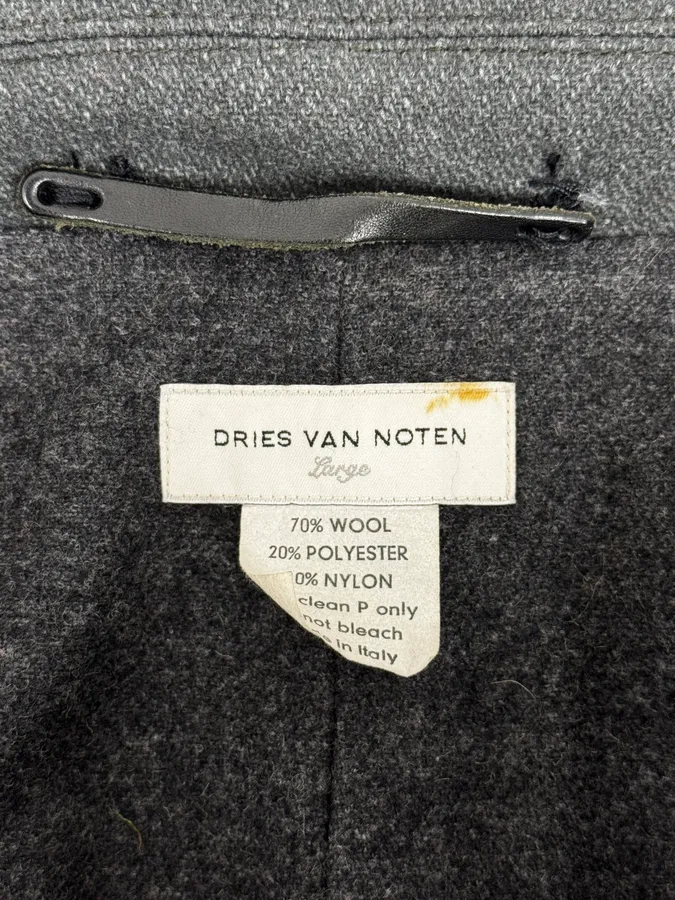 2000s Dries Van Noten Grey Officer Wool Pea Coat - Image 11