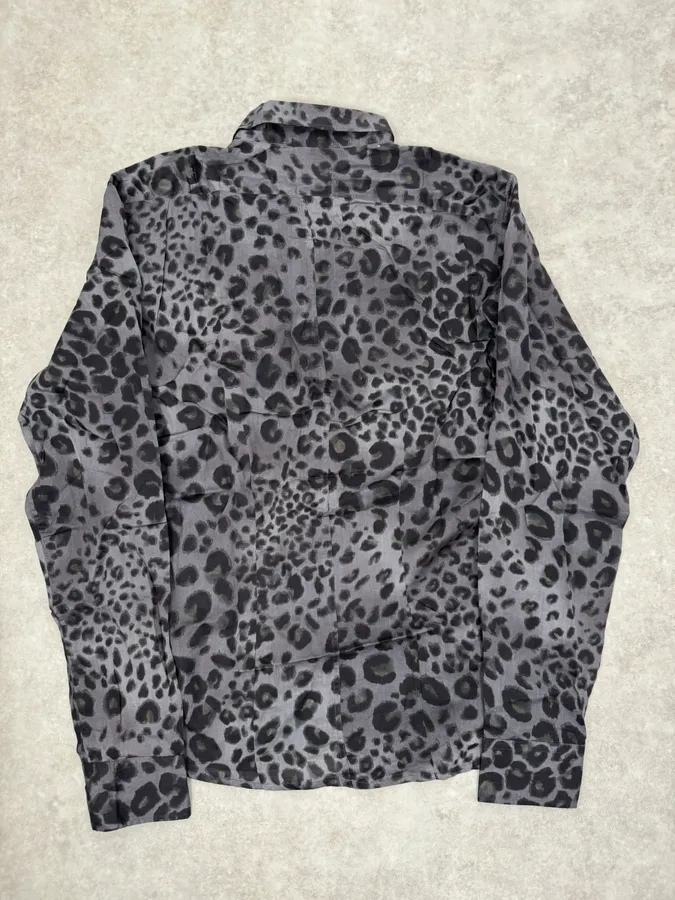 2000s Dries Van Noten Leopard Print Grey Shirt - Image 6
