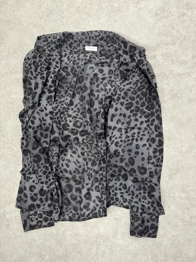 2000s Dries Van Noten Leopard Print Grey Shirt - Image 7