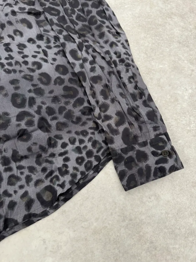 2000s Dries Van Noten Leopard Print Grey Shirt - Image 8
