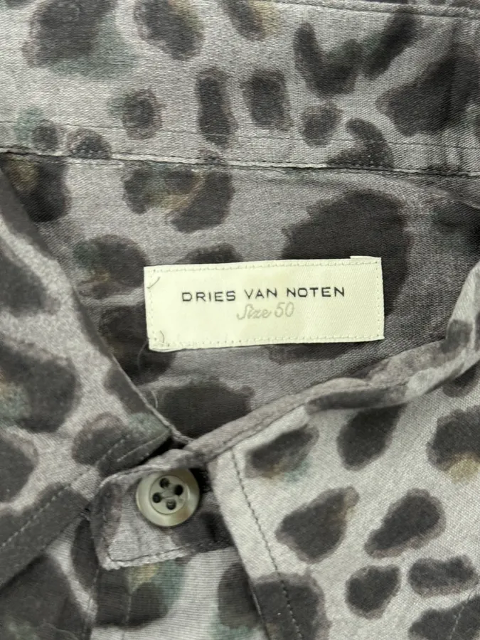 2000s Dries Van Noten Leopard Print Grey Shirt - Image 9