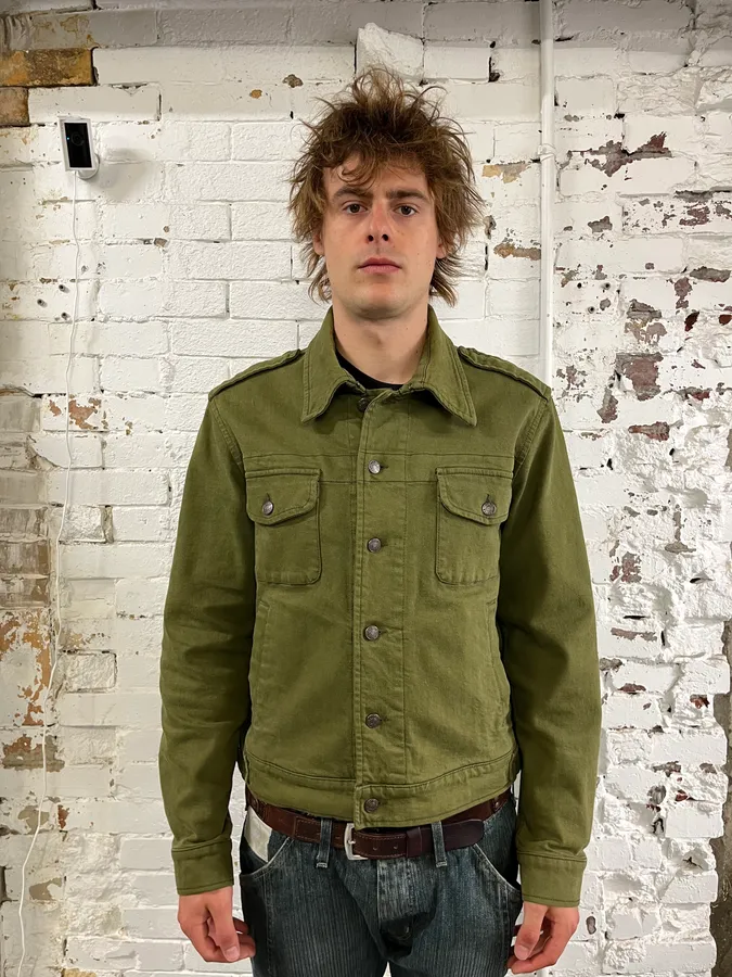 2000s Dries Van Noten Military Green Buttoned Jacket - Image 2