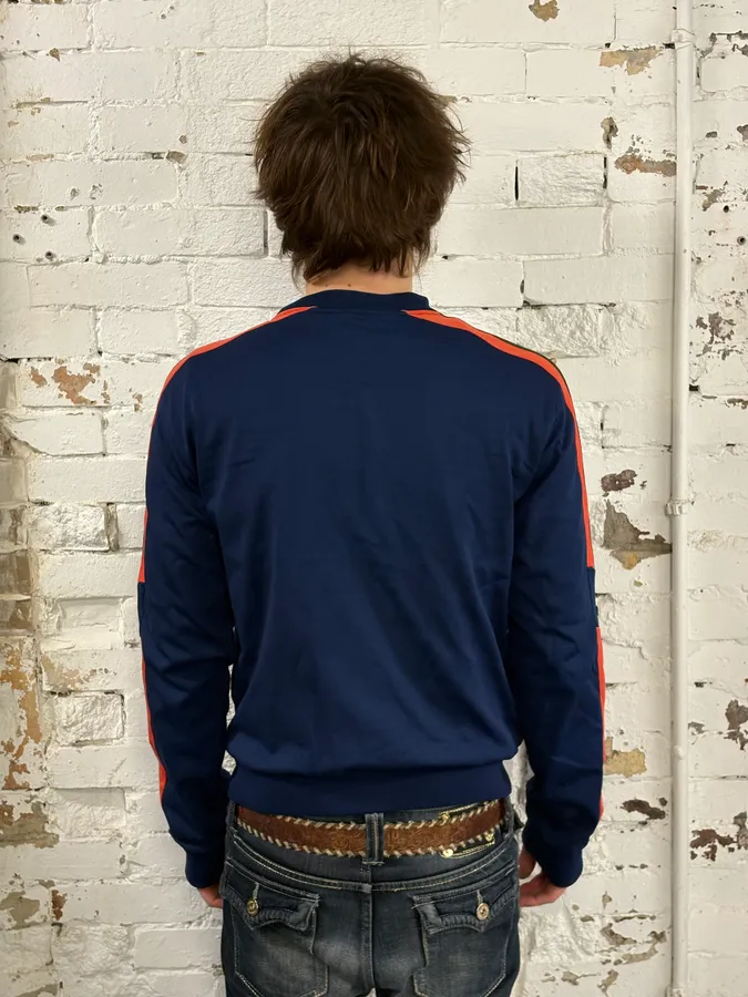 2000s Dries van Noten Navy & Orange Striped Track Jacket - Image 3