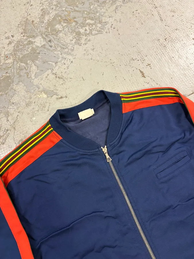 2000s Dries van Noten Navy & Orange Striped Track Jacket - Image 5