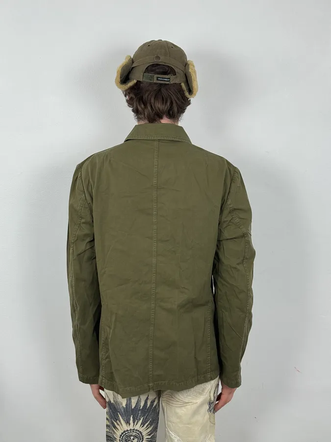 2000s Dries Van Voten Olive Green Military Buttoned Jacket - Image 3
