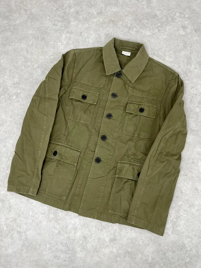 2000s Dries Van Voten Olive Green Military Buttoned Jacket - Image 4