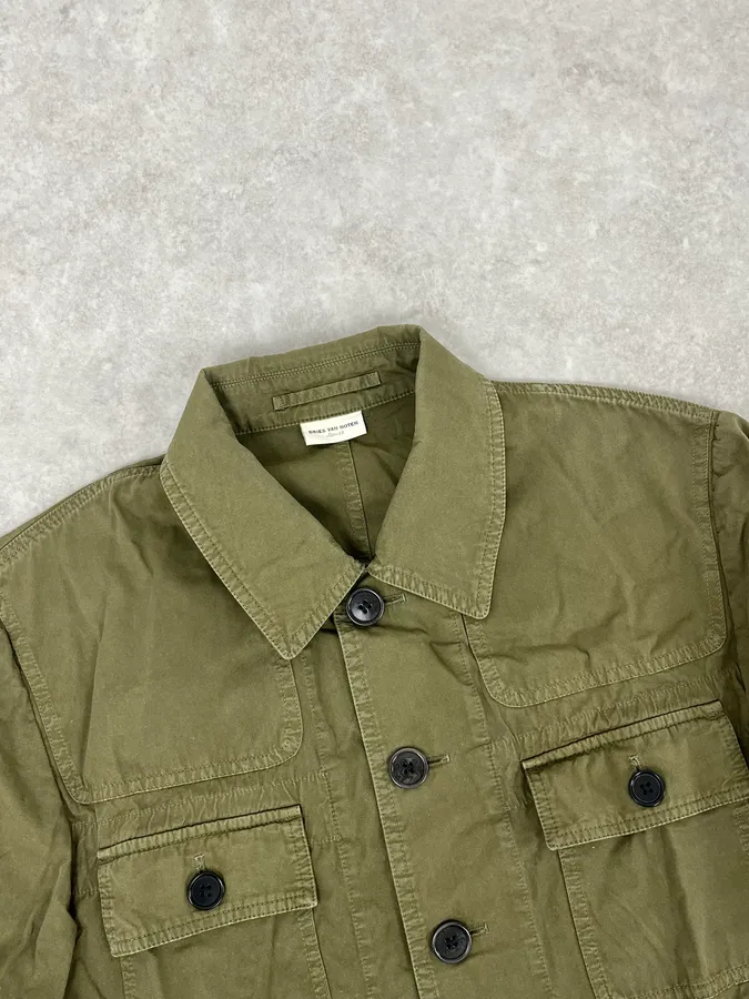 2000s Dries Van Voten Olive Green Military Buttoned Jacket - Image 5