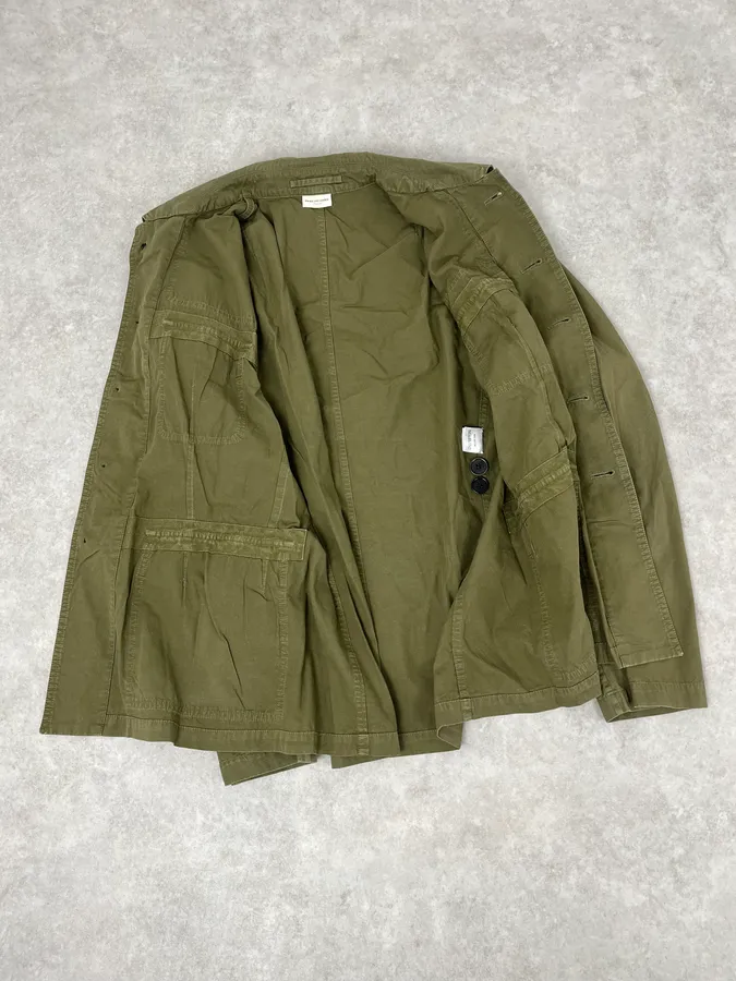 2000s Dries Van Voten Olive Green Military Buttoned Jacket - Image 8
