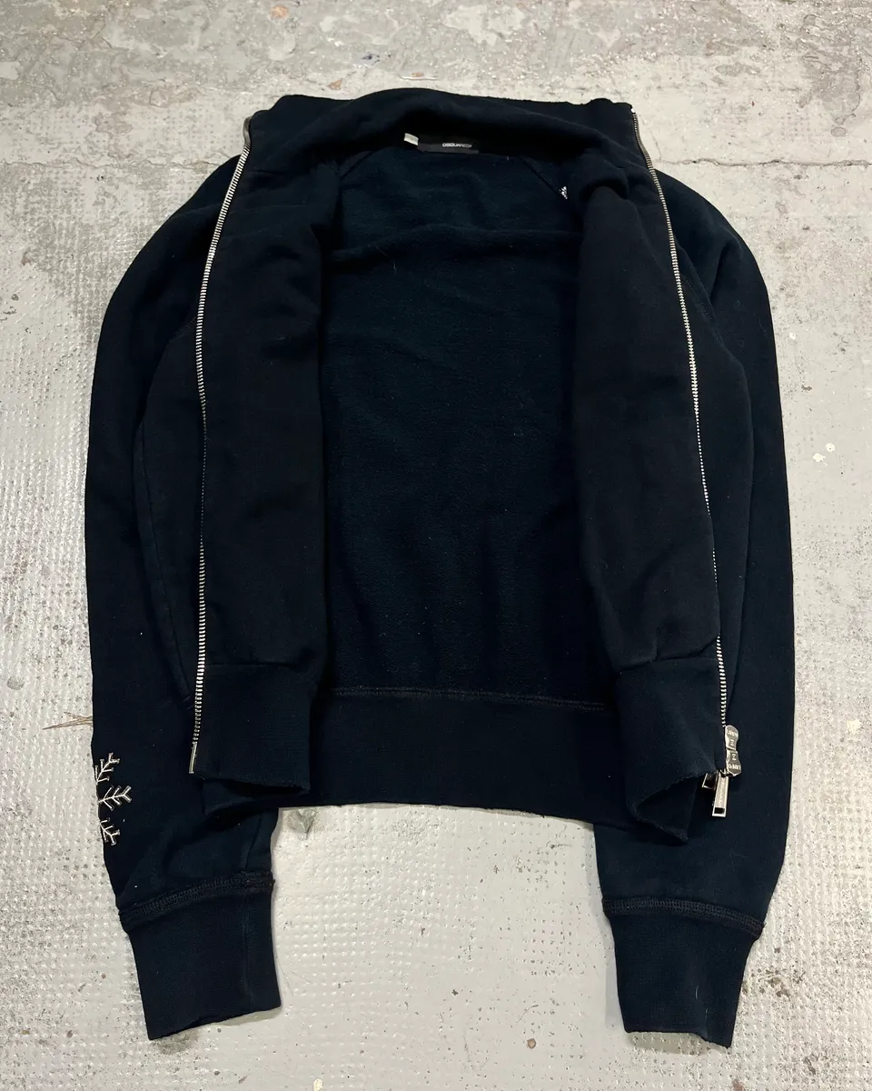 2000s Dsquared2 Black Flakes Patches Zip-up Sweater - Image 8