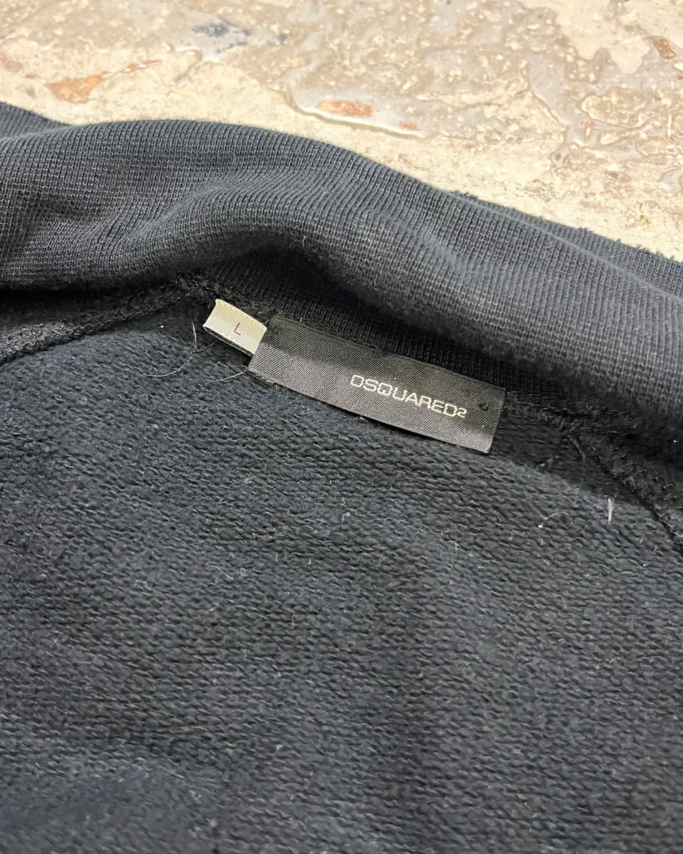 2000s Dsquared2 Black Flakes Patches Zip-up Sweater - Image 9