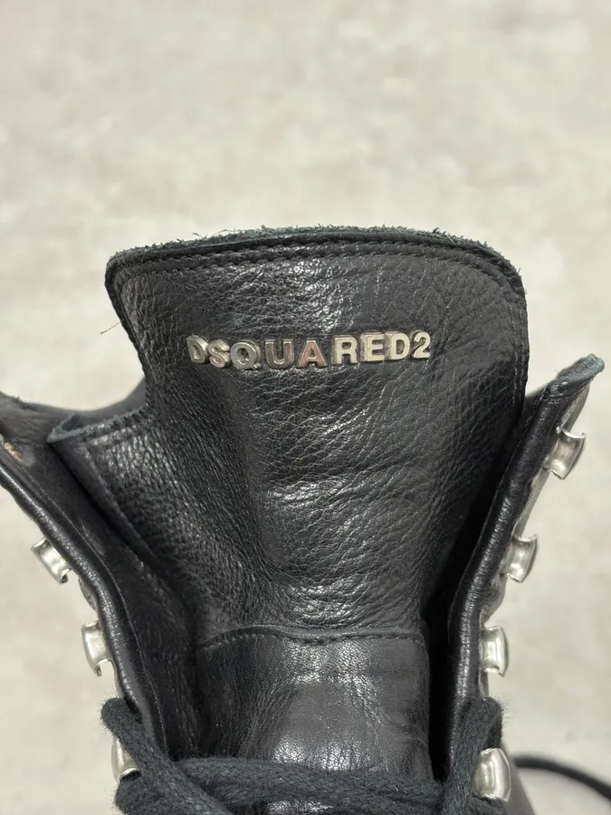 2000s Dsquared2 Black Leather Boots - Image 9
