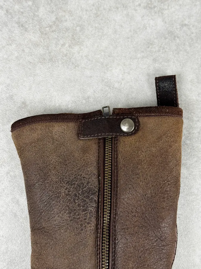 2000s Dsquared2 Brown Biker Leather Ankle Boots - Image 6