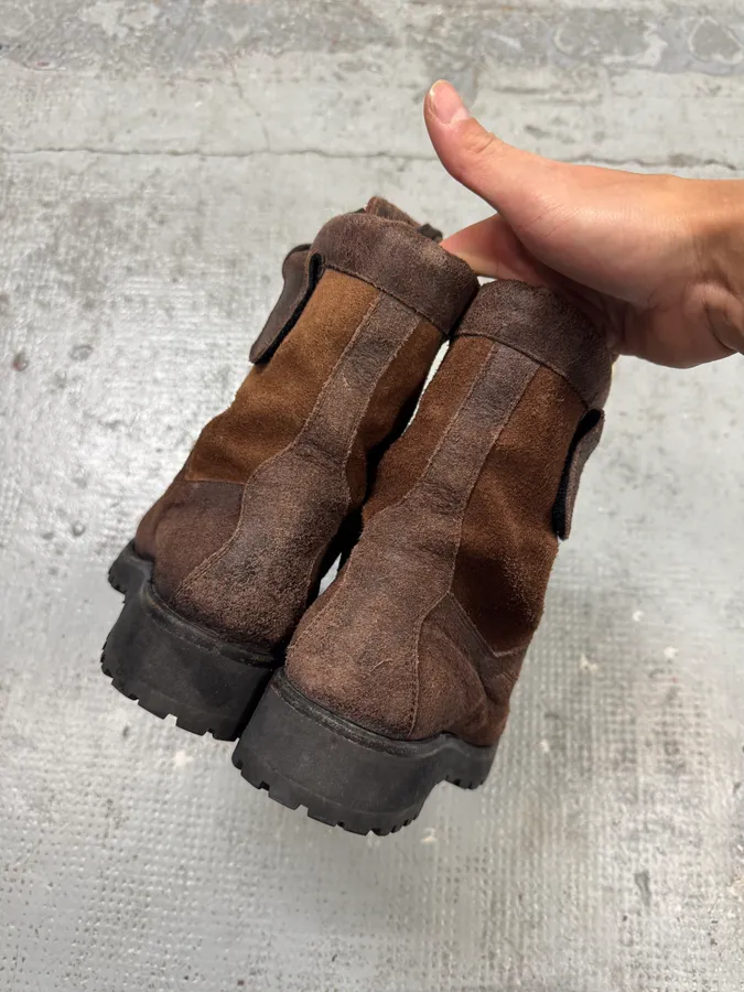 2000s Dsquared2 Brown Leather Front Zip Boots - Image 5
