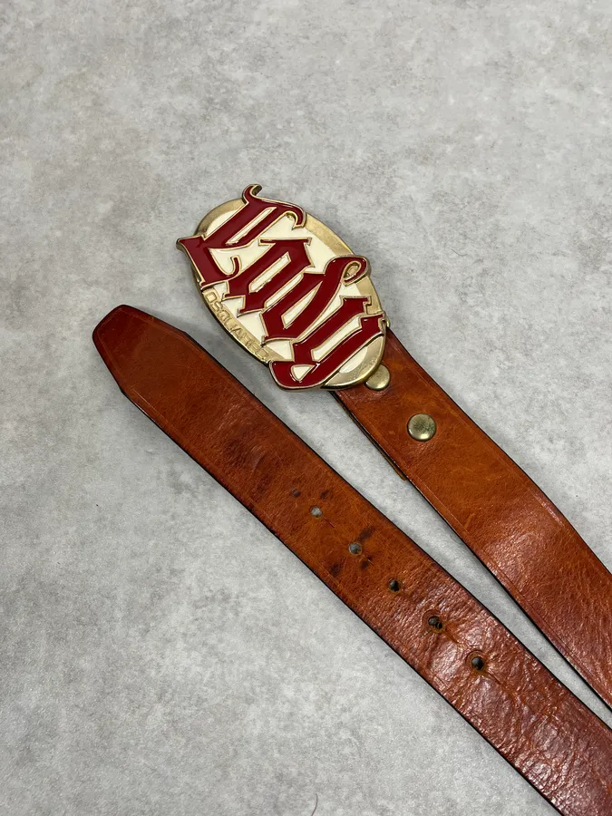 2000s Dsquared2 Brown Leather LADY Buckle Belt - Image 3
