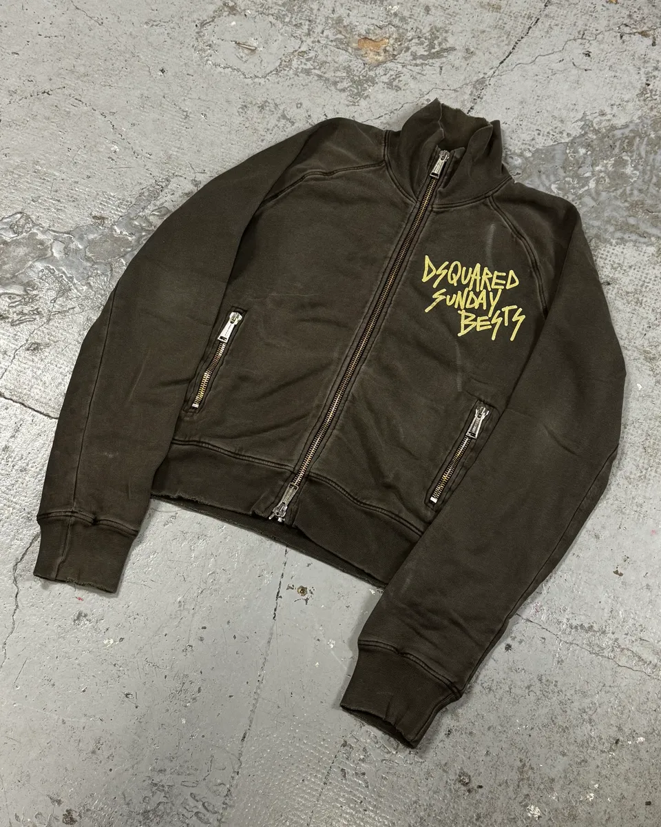 2000s Dsquared2 Brown « Sunday Bet » Zip-up Sweater - Image 2