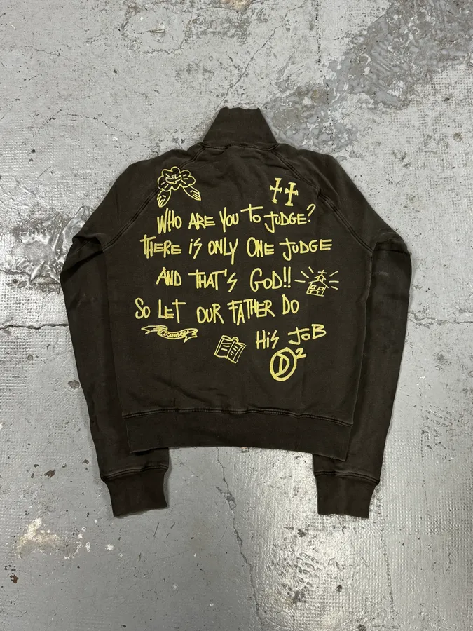 2000s Dsquared2 Brown « Sunday Bet » Zip-up Sweater - Image 3