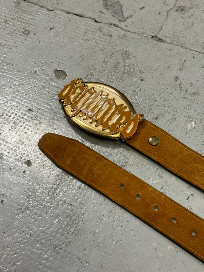 2000s Dsquared2 Camel Brown Suede Leather Belt - Image 4