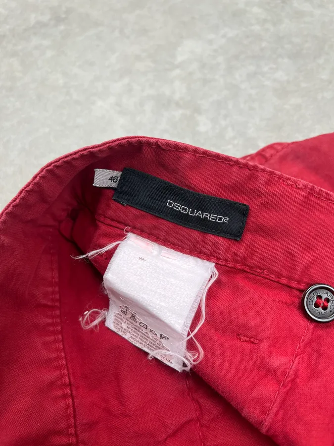 2000s Dsquared2 Chino Red Bordeaux Shorts - Image 10