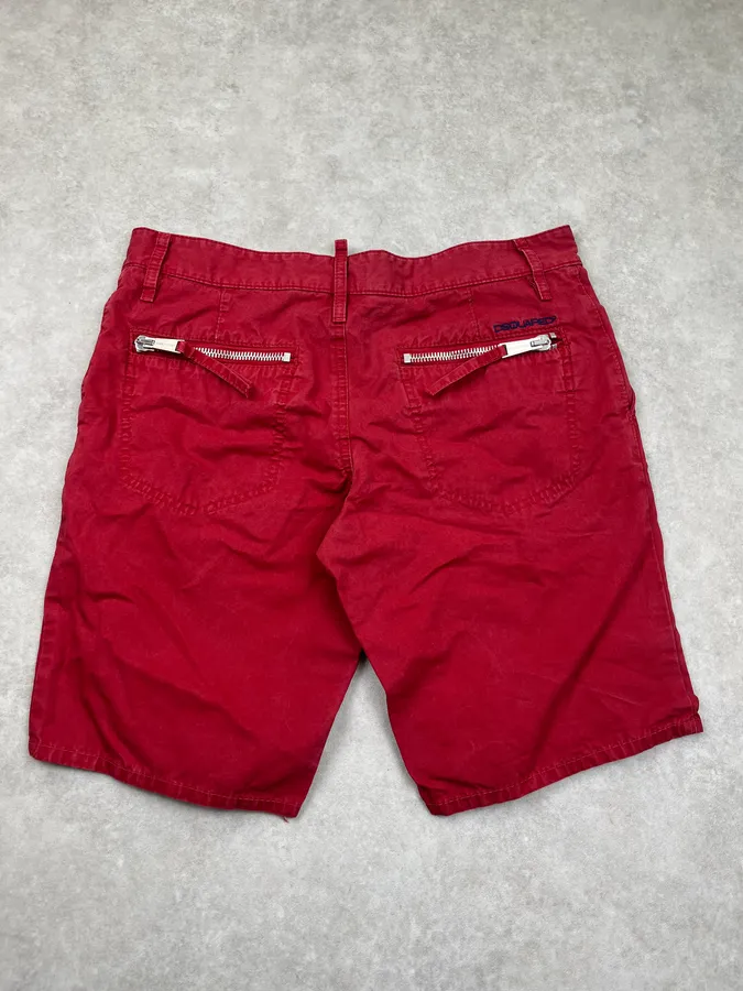 2000s Dsquared2 Chino Red Bordeaux Shorts - Image 7