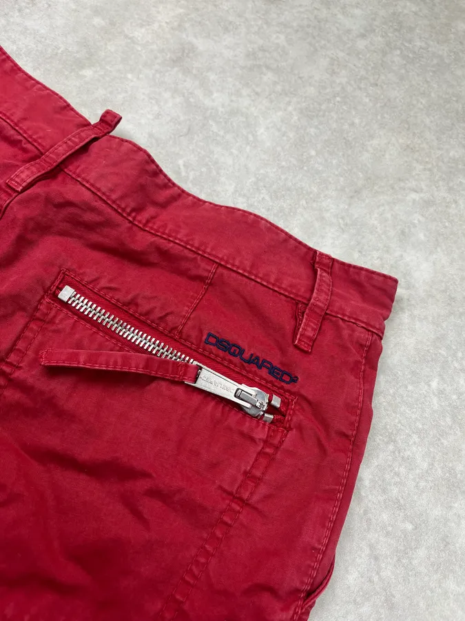 2000s Dsquared2 Chino Red Bordeaux Shorts - Image 8