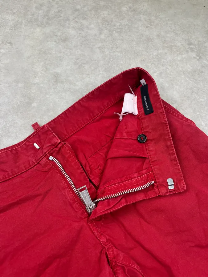 2000s Dsquared2 Chino Red Bordeaux Shorts - Image 9