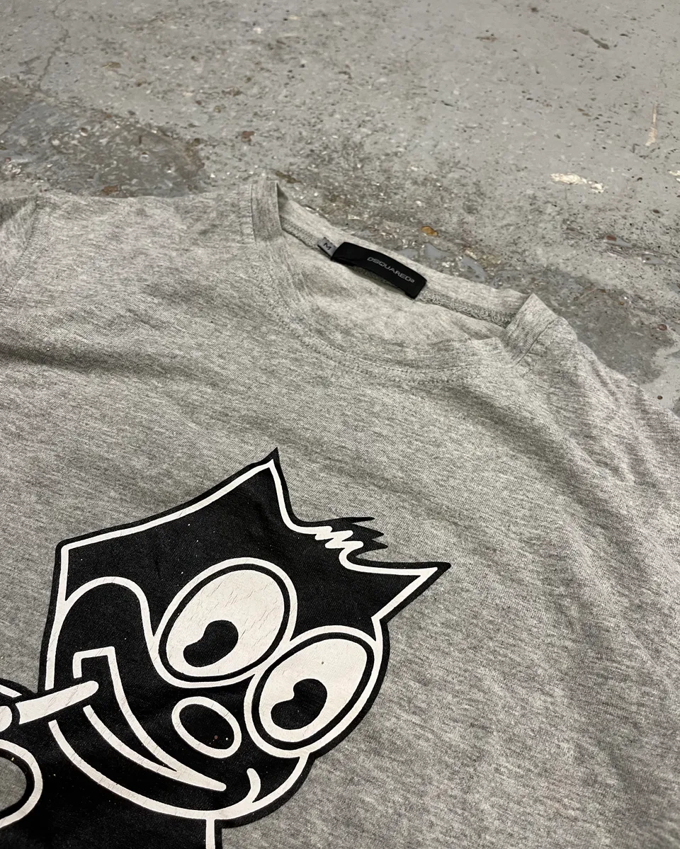2000s Dsquared2 Felix The Cat Ta Daa Hot Grey Longsleeve T-Shirt - Image 5