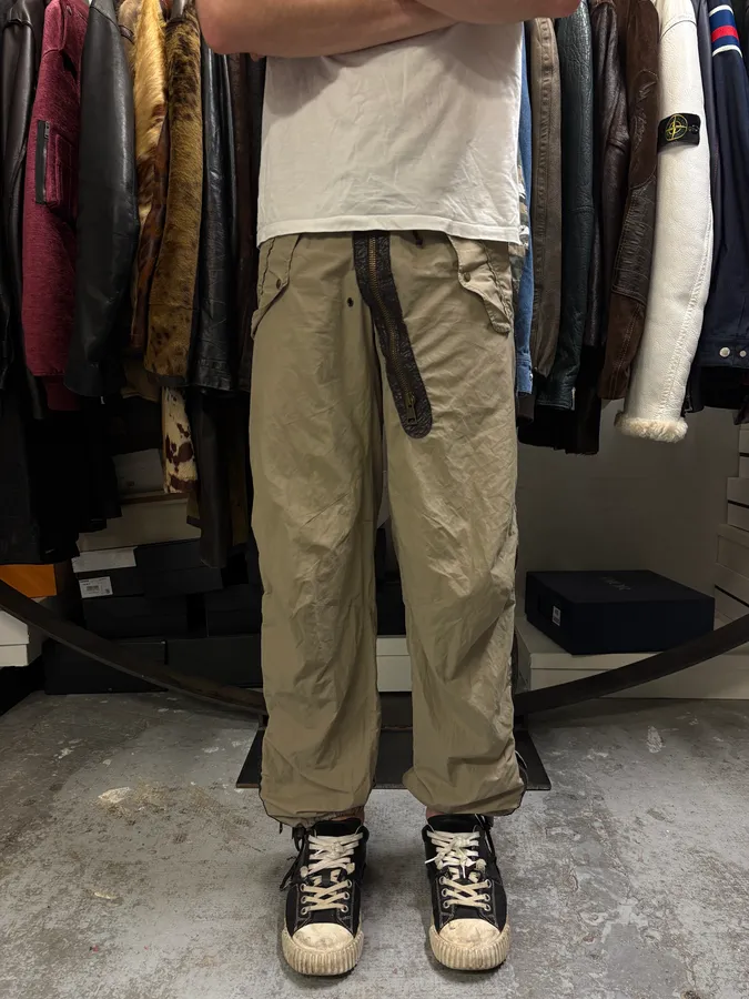2000s Dsquared2 Full Zip Cargo Beige Pants - Image 2