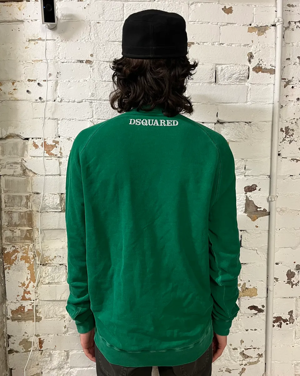 2000s Dsquared2 Green Washed Team Sweater - Image 3