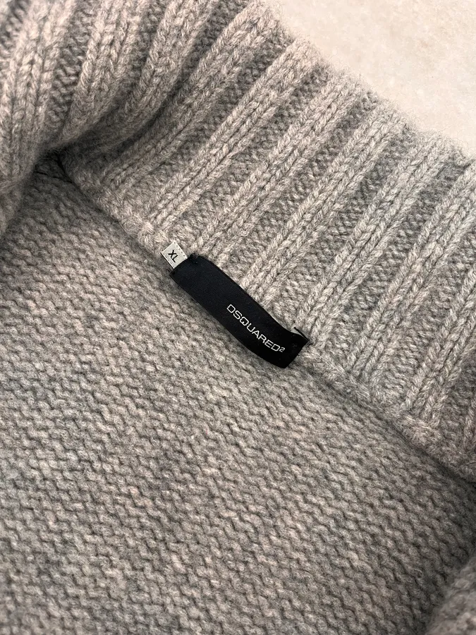 2000s Dsquared2 Grey Wool Zip-up Sweater - Image 10