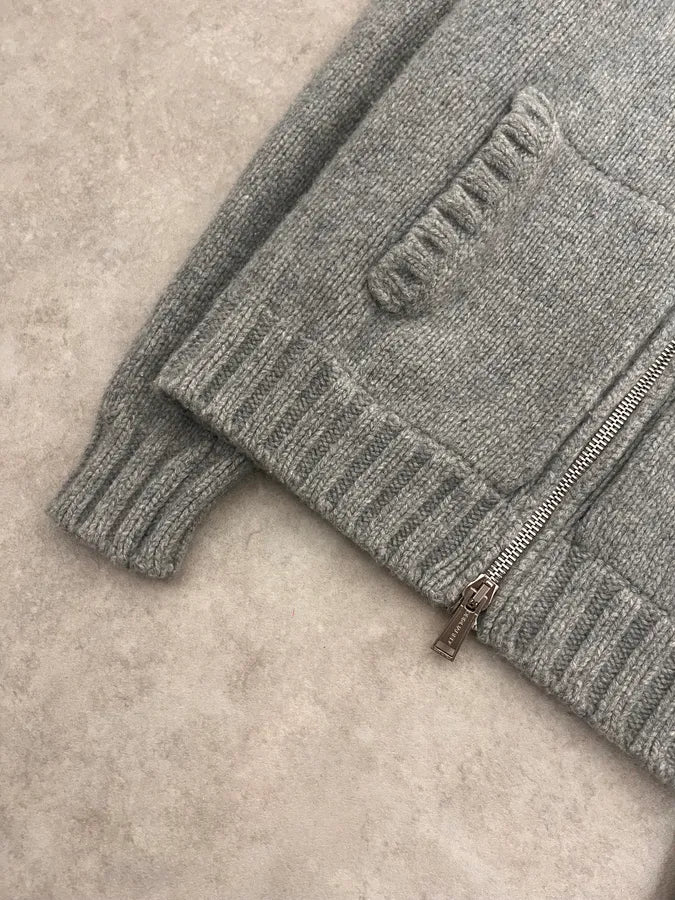 2000s Dsquared2 Grey Wool Zip-up Sweater - Image 6