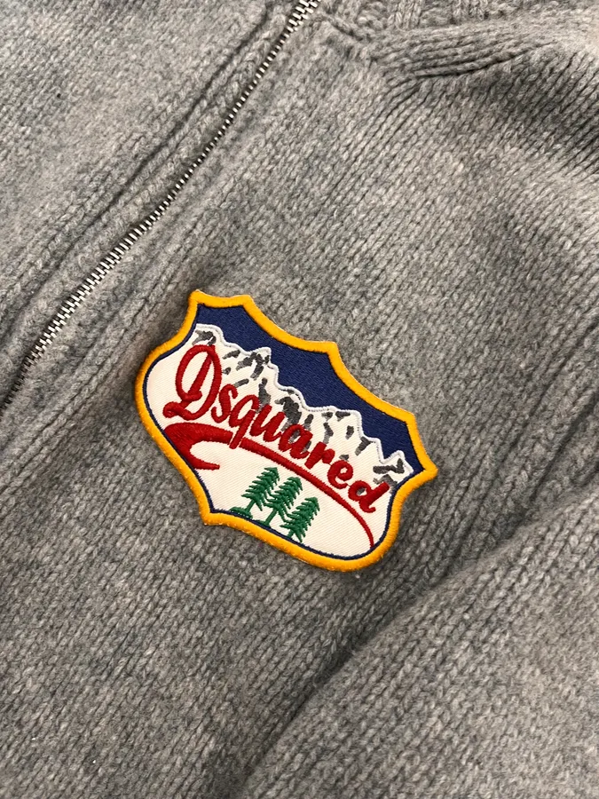 2000s Dsquared2 Grey Wool Zip-up Sweater - Image 7