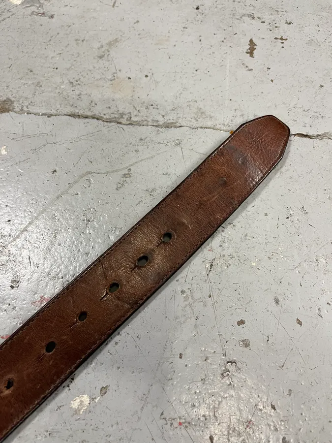 2000s Dsquared2 Nuts & Leaves Bucke Brown Leather Belt - Image 4