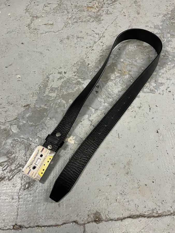 2000s Dsquared2 Tape Buckle Black Leather Belt - Image 4