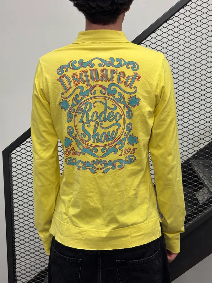2000s Dsquared2 Yellow Rodeo Embroidered Longsleeve Polo - Image 3