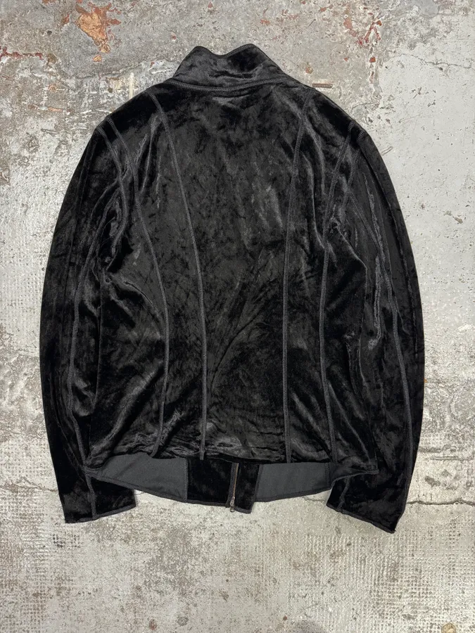 2000s Emporio Armani Asymmetrical Black Fur Effect Jacket - Image 4