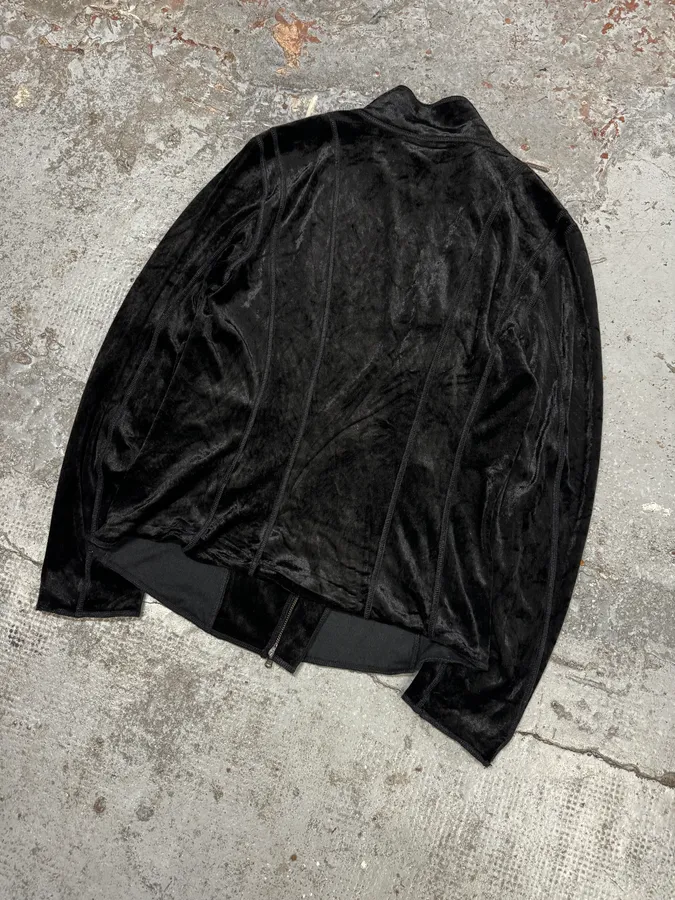 2000s Emporio Armani Asymmetrical Black Fur Effect Jacket - Image 6