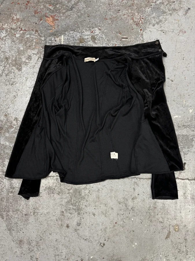 2000s Emporio Armani Asymmetrical Black Fur Effect Jacket - Image 7