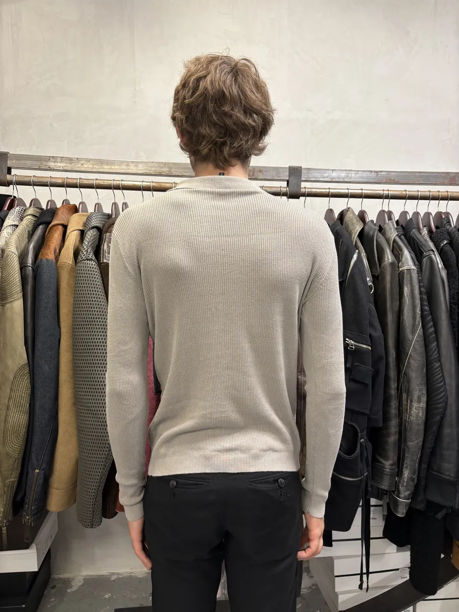 2000s Emporio Armani Beige Polo Longsleeves - Image 3